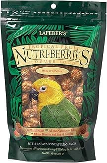 LAFEBER'S Tropical Fruit Nutri-Berries Conure Food, Made with Non-GMO and Human-Grade Ingredients, for Conures (Tropical Fruit 10 oz)