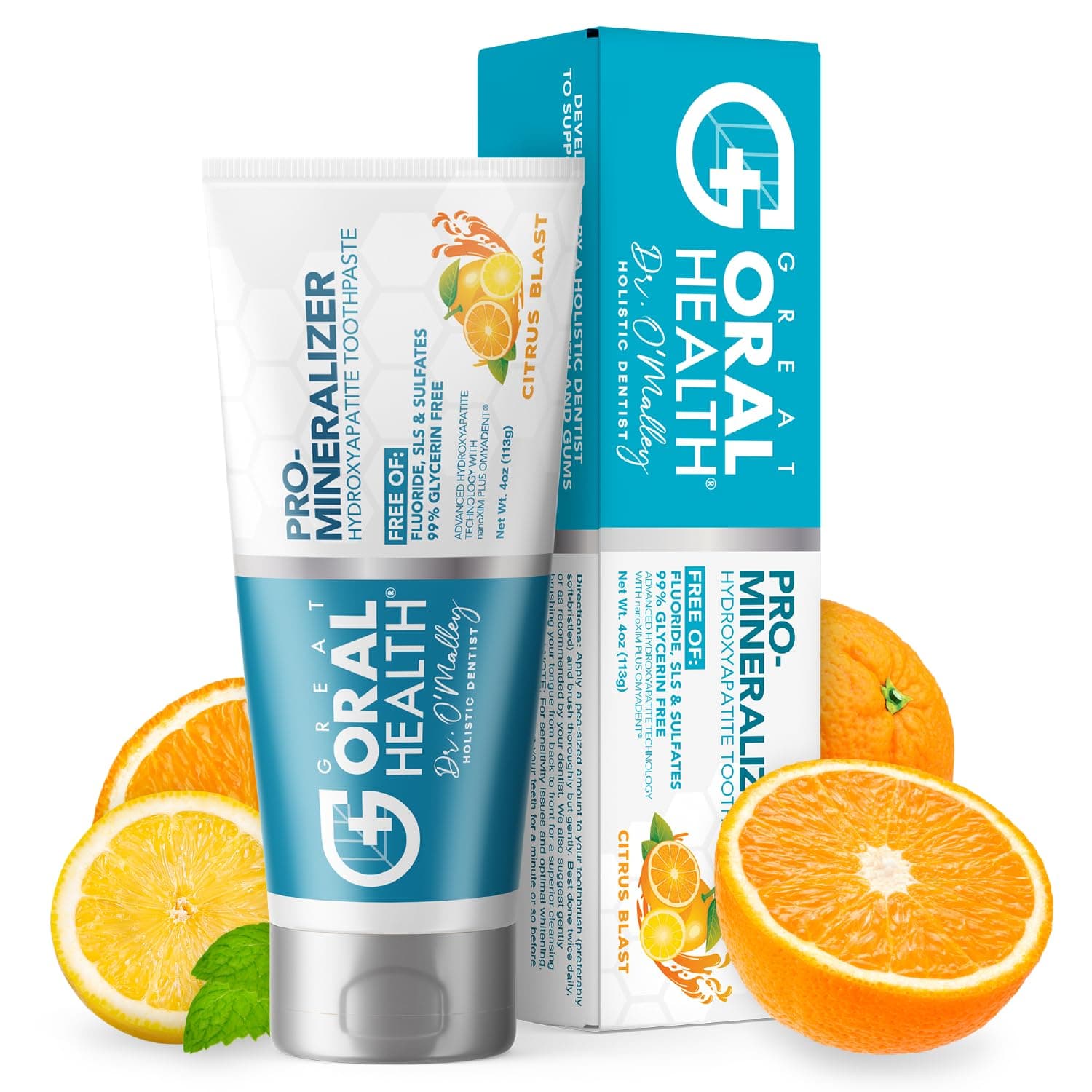 Nano hydroxyapatite Toothpaste Fluoride Free: Dentist Formulated Pro Remineralizing Toothpaste Plus Anti Cavity Xylitol, Tooth Remineralization for Sensitive Teeth & Enamel Support in Citrus Blast
