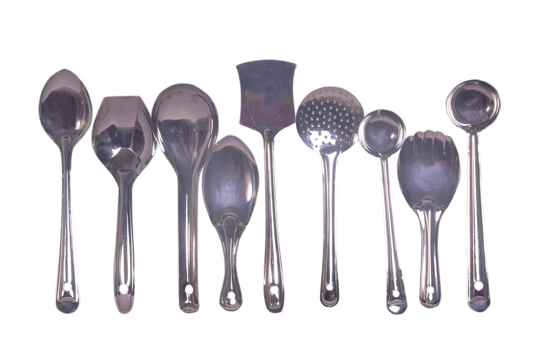 Dynore Stainless Steel Kitchen Serving Tool Set, 9-Pieces, Silver