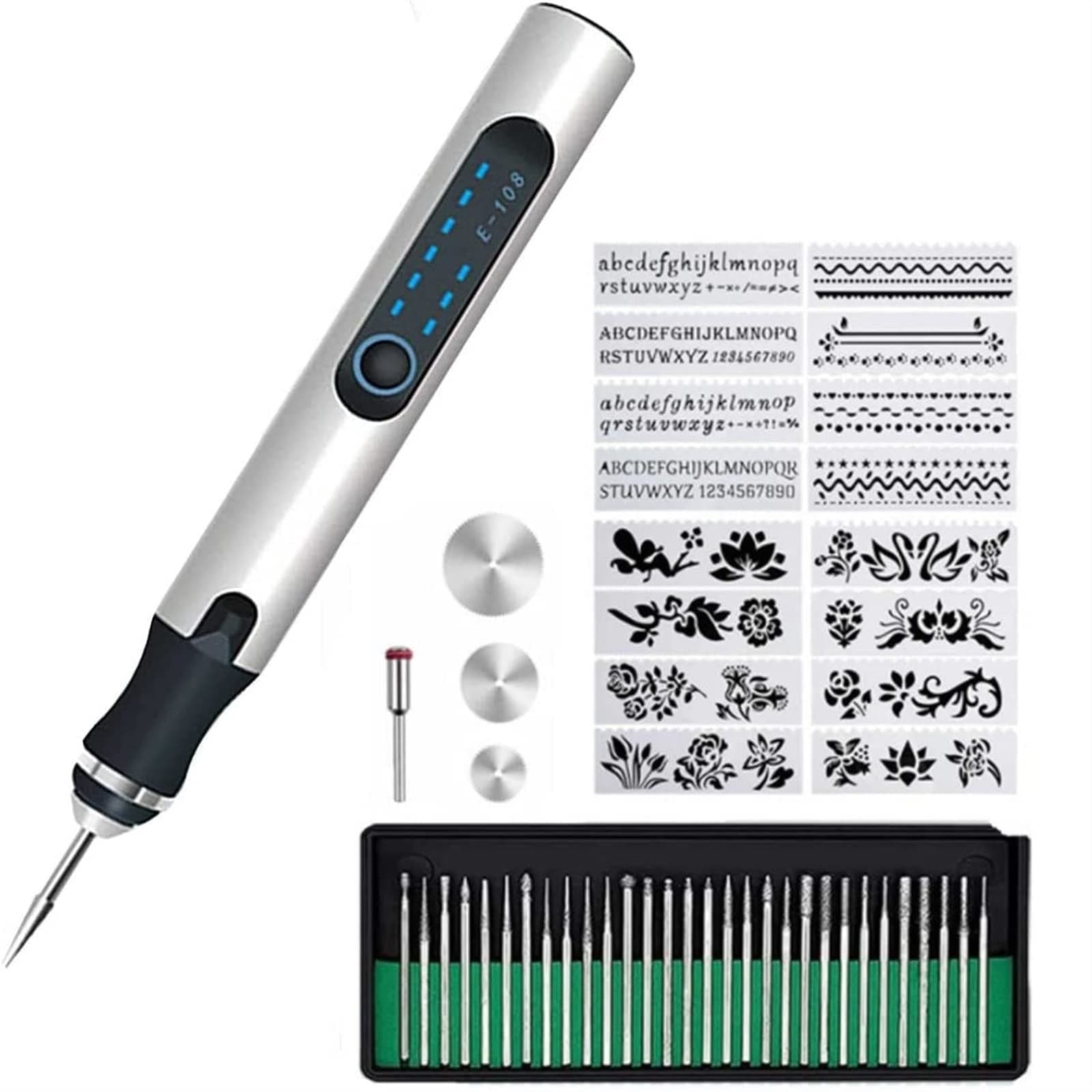 Customizer Professional Engraving Pen 30 Bits, USB Cordless Electric Engraving Pen Rotary Tools Jewelry Making Engraving Machines Tools for Glass Stone Plastic