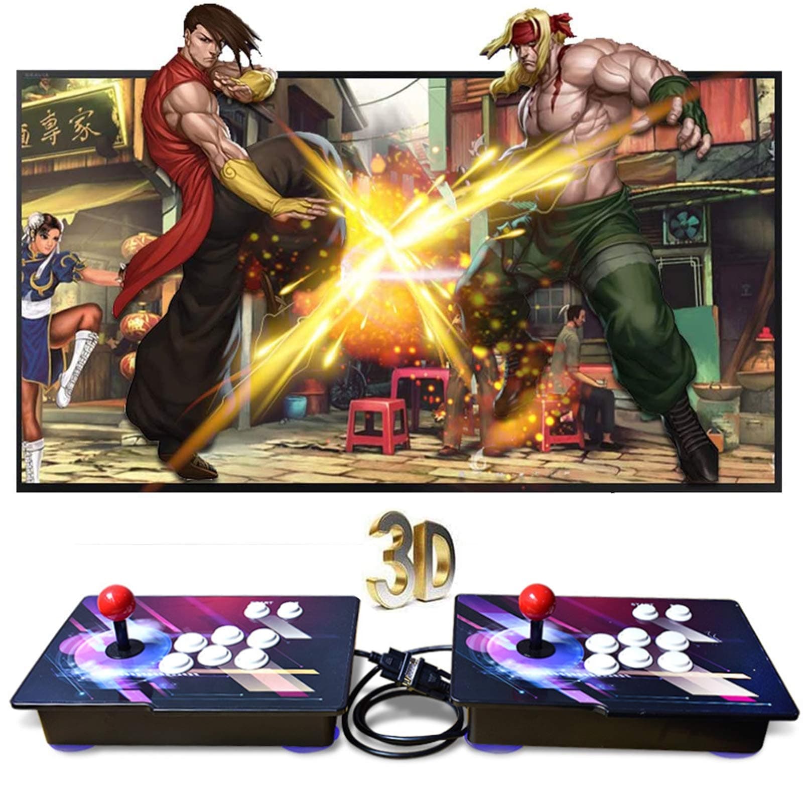 3D Arcade Pandora's Box Video Games Console Retro Box with Stick And Button Connect VGA And HDMI 1280X720 Full HD (3160 Games) 2 Players Online Game Arcade Machine with Joystick Double