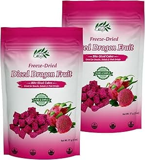 CHAVI Freeze-Dried Diced Dragon Fruit Snack - Pack of 2 x 2 oz - Healthy 1 Ingredient Superfood - No Added Sugars or Preservatives - Non-GMO, Vegan, Gluten-Free (Pack of 2)…