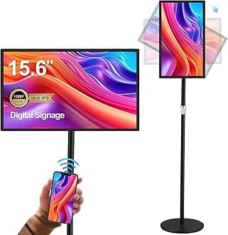 15.6" Digital Signage Display 10000 mAh Capacitive Touch Screen Advertising Display with Wireless Screen Mirroring, All in One LCD Screen HDMI-in with Android 11(2+32GB)