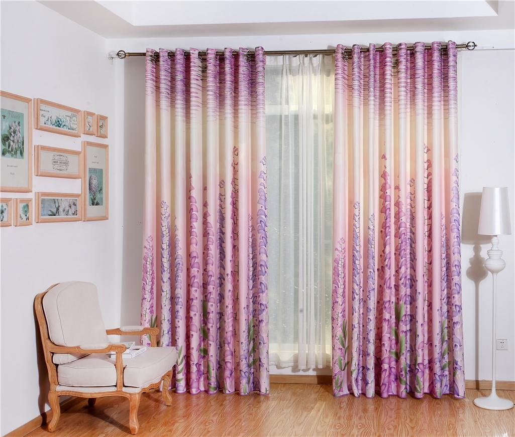 KKLL 3D Curtains Muffle cloth Blackout Drape Noise Reducing Solid Thermal Pleat Digital printing fabrics Panel Curtain for Bedroom Living Room Floor to ceiling windows Window Drapes (2 panels), C