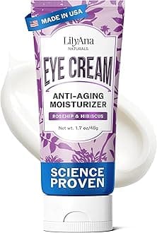 LilyAna Naturals Eye Cream - Made in USA, Eye Cream for Dark Circles and Puffiness, Under Eye Cream, Anti Aging Eye Cream Reduce Fine Lines and Wrinkles, Rosehip and Hibiscus Botanicals - 1.7oz