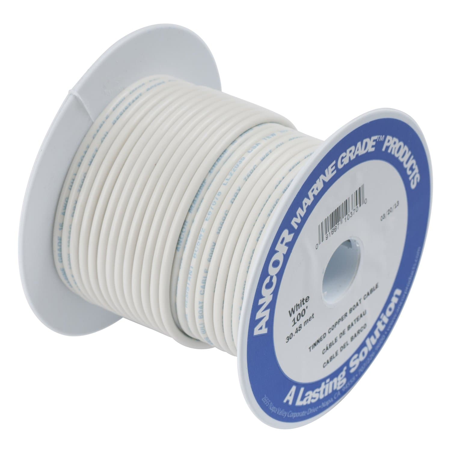 Ancor White 10 AWG Tinned Copper Wire - 25'