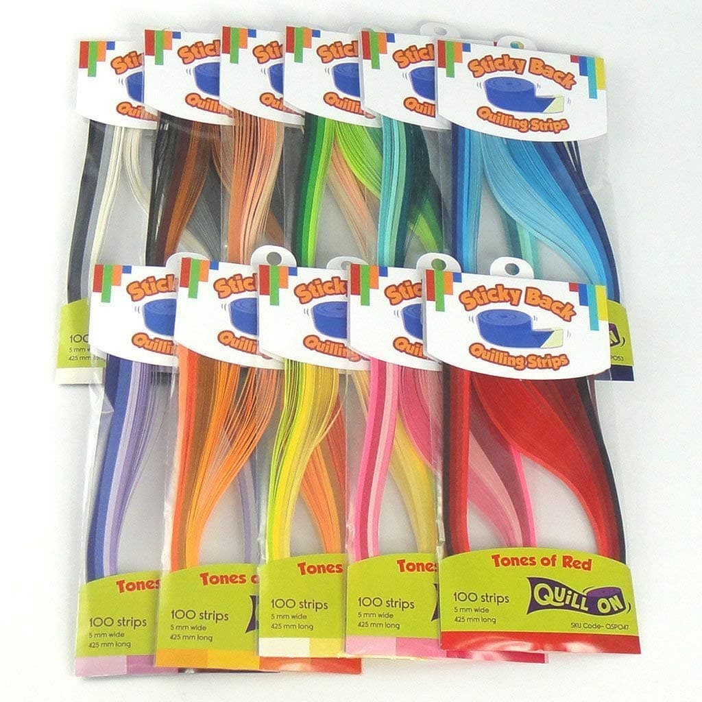 Colour Spledor - Sticky Back 3 mm Quilling Strips - 1100 Strips in 44 Shades