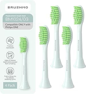 Replacement Toothbrush Heads, Compatible with Philips One for Sonicare Electric Toothbrush Handles HY1022, 4 Standard Heads with Tongue Cleaner, Soft Dupont Bristles, BM124m, Mint Light Blue