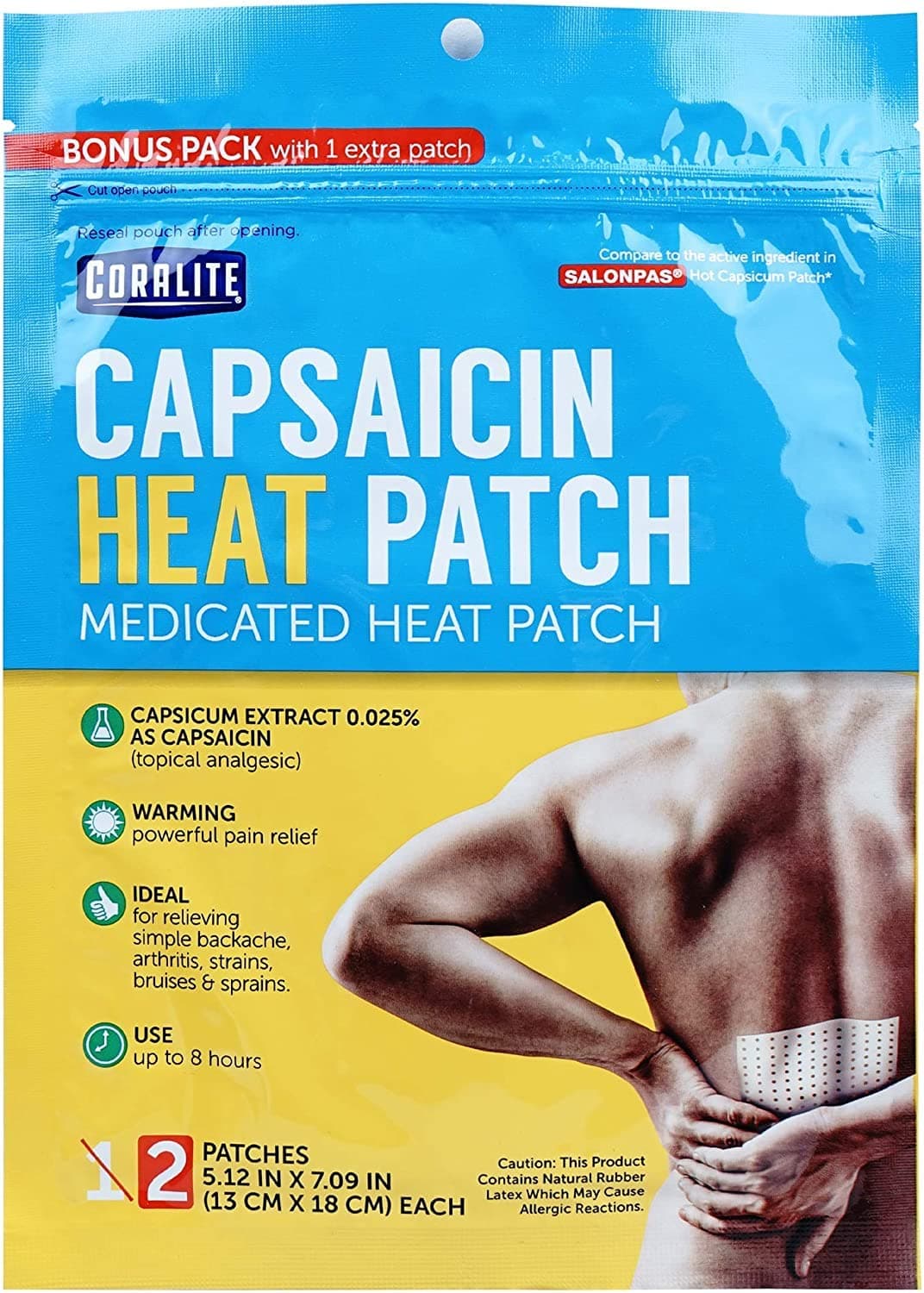 Coralite 6 Count Beige Rectangular Reusable Heat Patch for Muscle & Joint Pain Relief