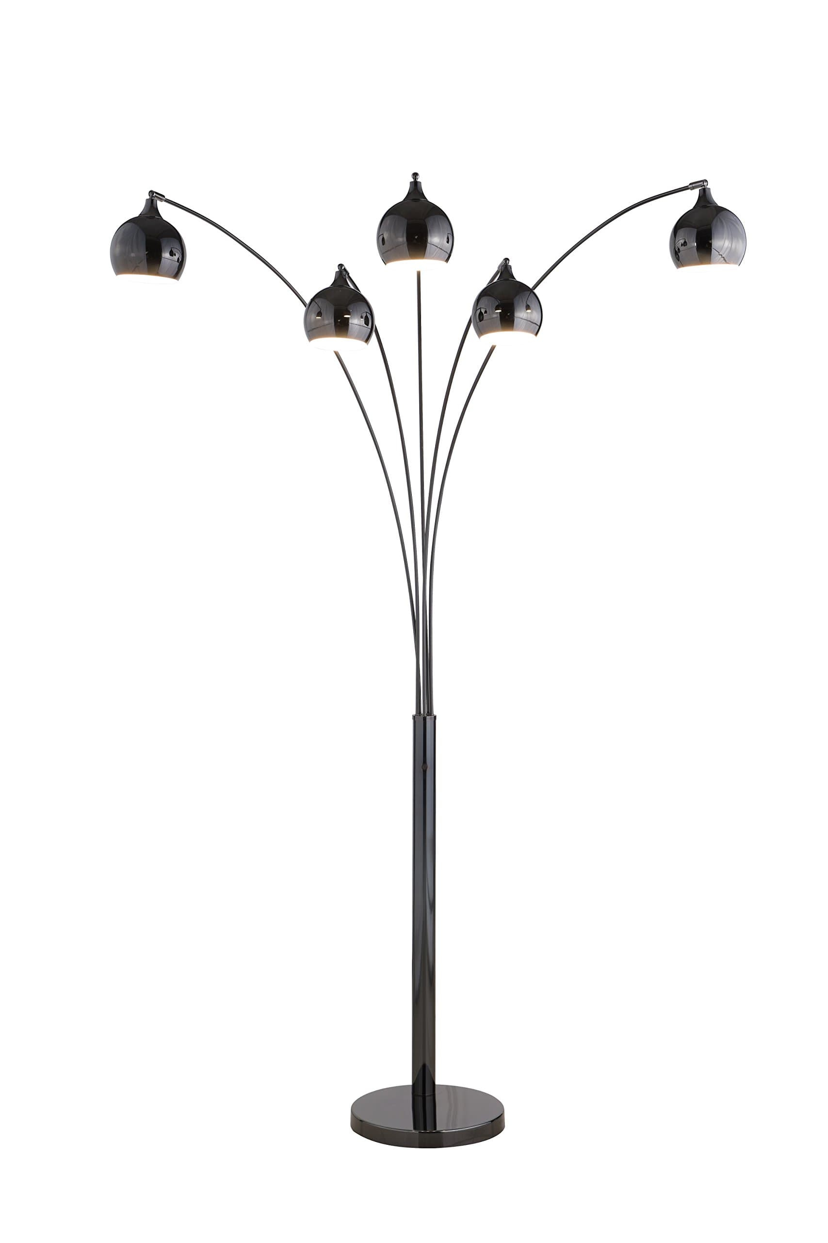 Amore LED 5-Arched Floor Lamp, Jet Black