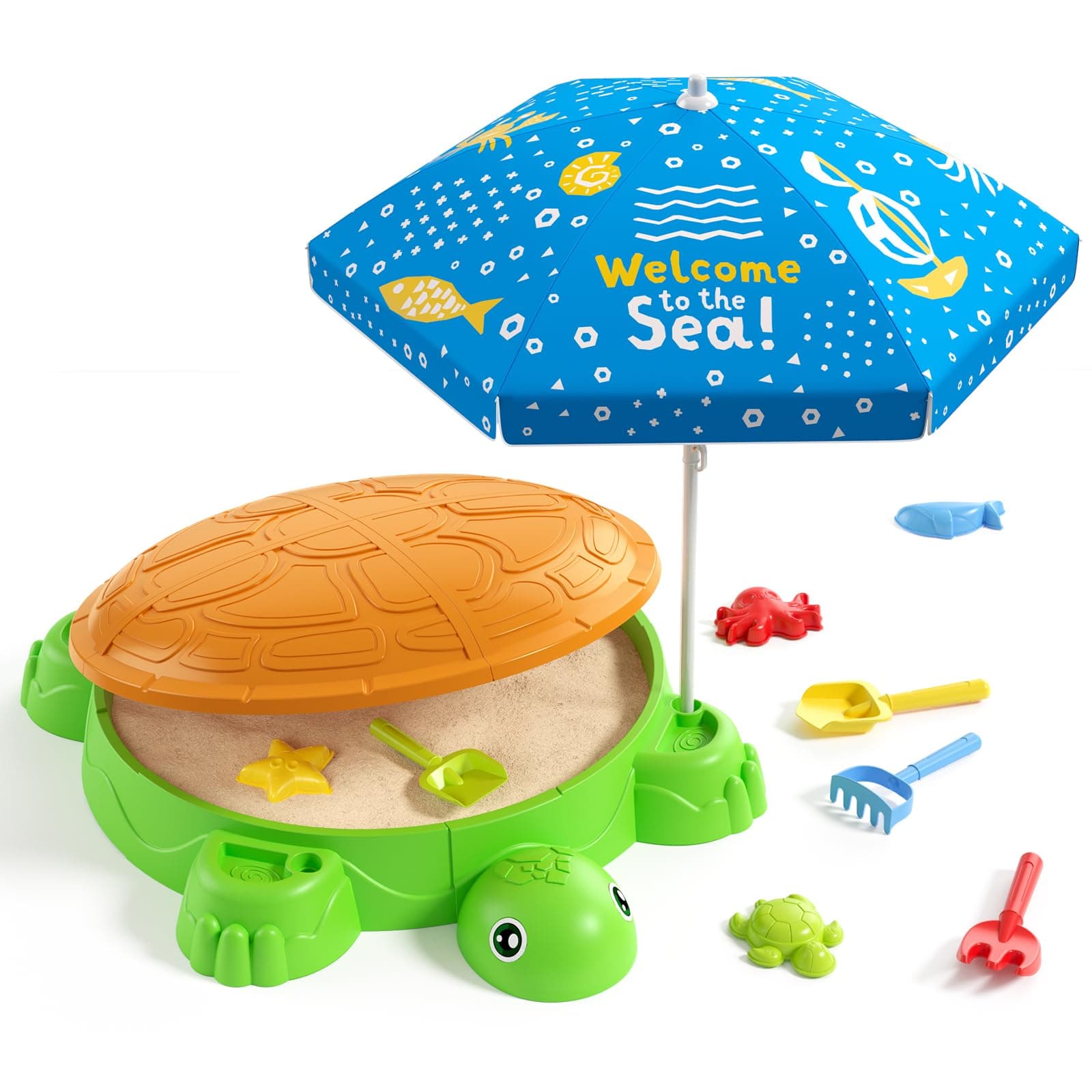 Turtle Sandbox Sand Pit with Lid
