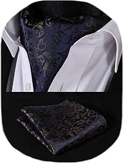 Cravat for Men Silk Paisley Mens Cravat and Pocket Square Set Polka Dot Ascot Tie and Handkerchief for Wedding Party Christmas