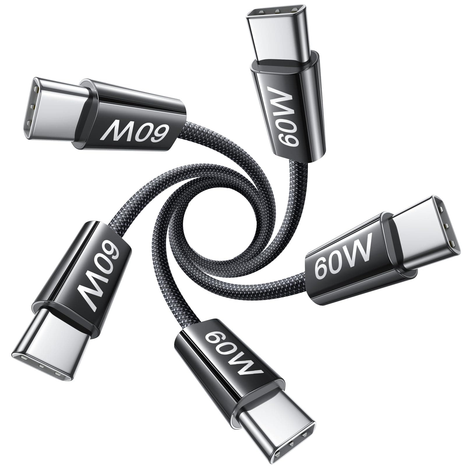 LISEN USB C Cable, 5-Pack [3.3FT] USBC to USBC Cable for iPhone 16e 15 Pro Max Charger Cord, 60W (3.1A) C to C Cable Fast Charging for Samsung S25/S24/23, Switch 2, iPad, MacBook,Black