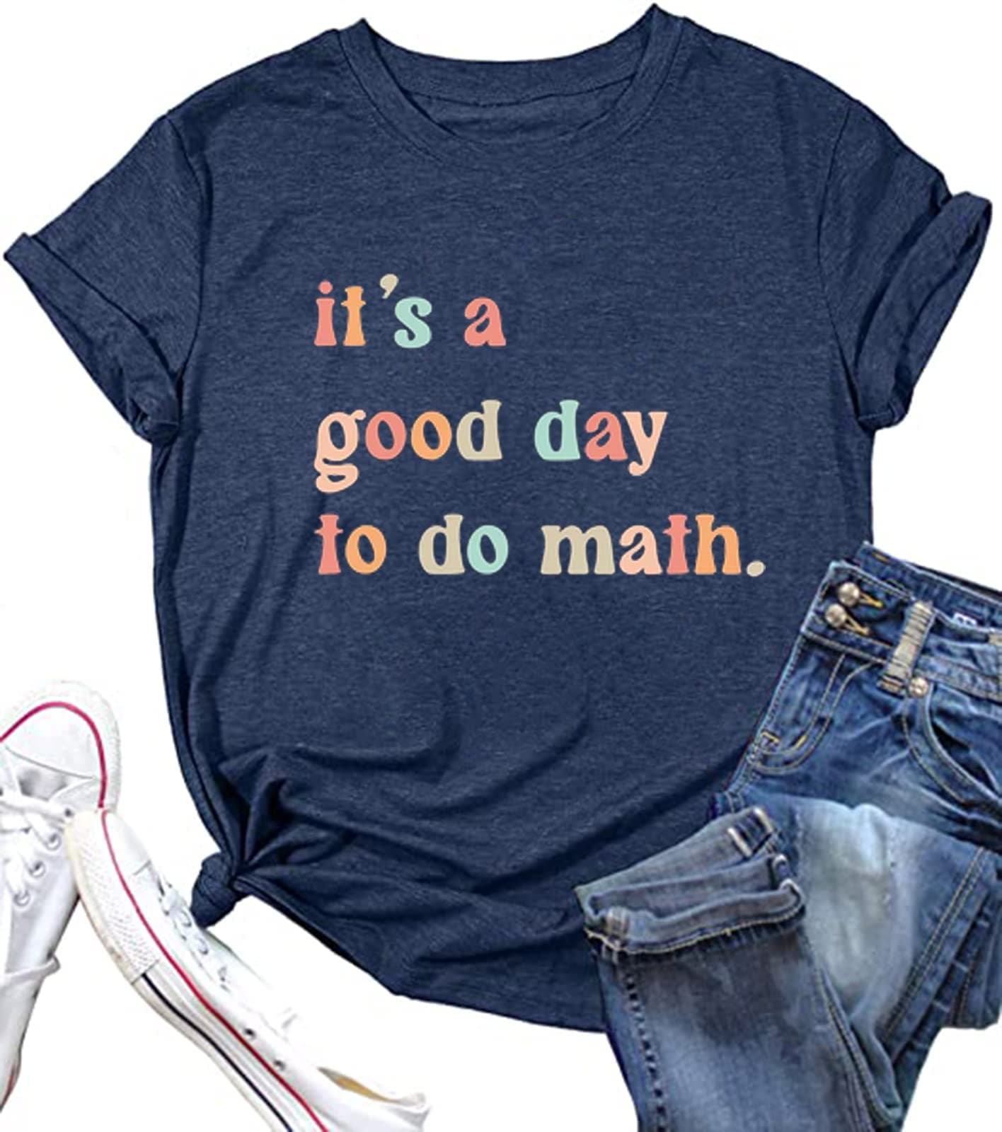 It's A Good Day to Do Math Shirt Math Teacher Shirt Short Sleeve Inspirational Teacher Letter Print Shirt Tops