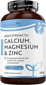 Nutravita Calcium Magnesium & Zinc with Vitamin D D3 Copper Selenium Boron and Manganese - 365 Tablets