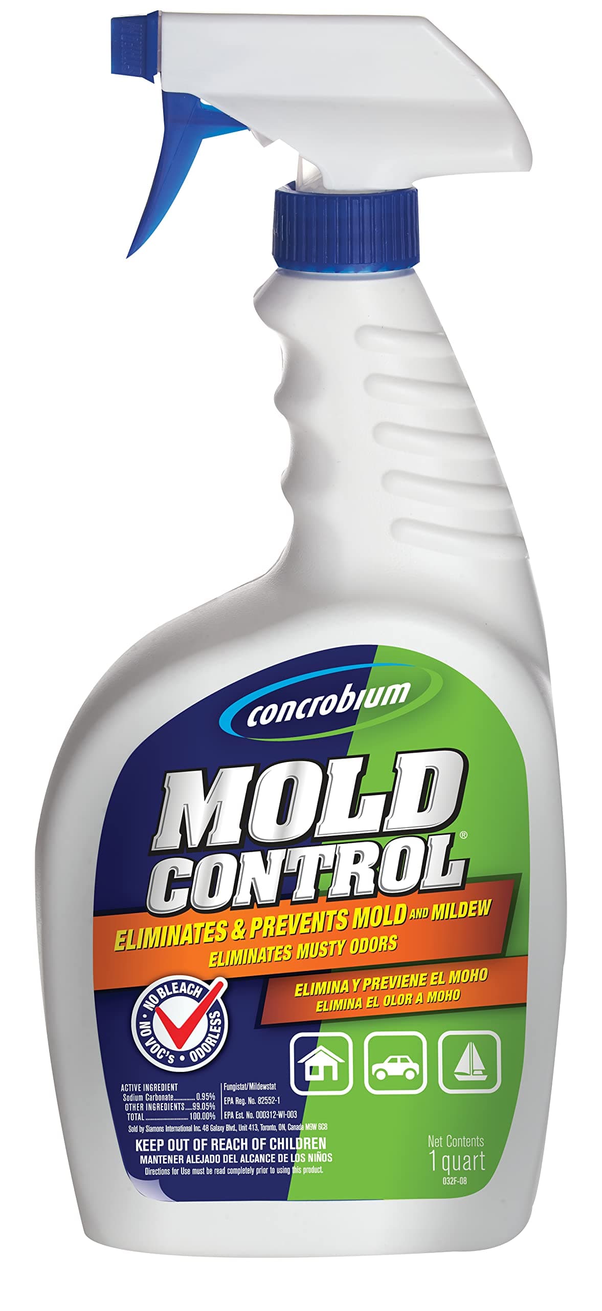 Mold Control Spray, 32 oz, Mold and Mildew Cleaner for Hard Surfaces, Helps Eliminate and Prevent Mold and Musty Odors, No Bleach Formula for Indoor and Outdoor Use