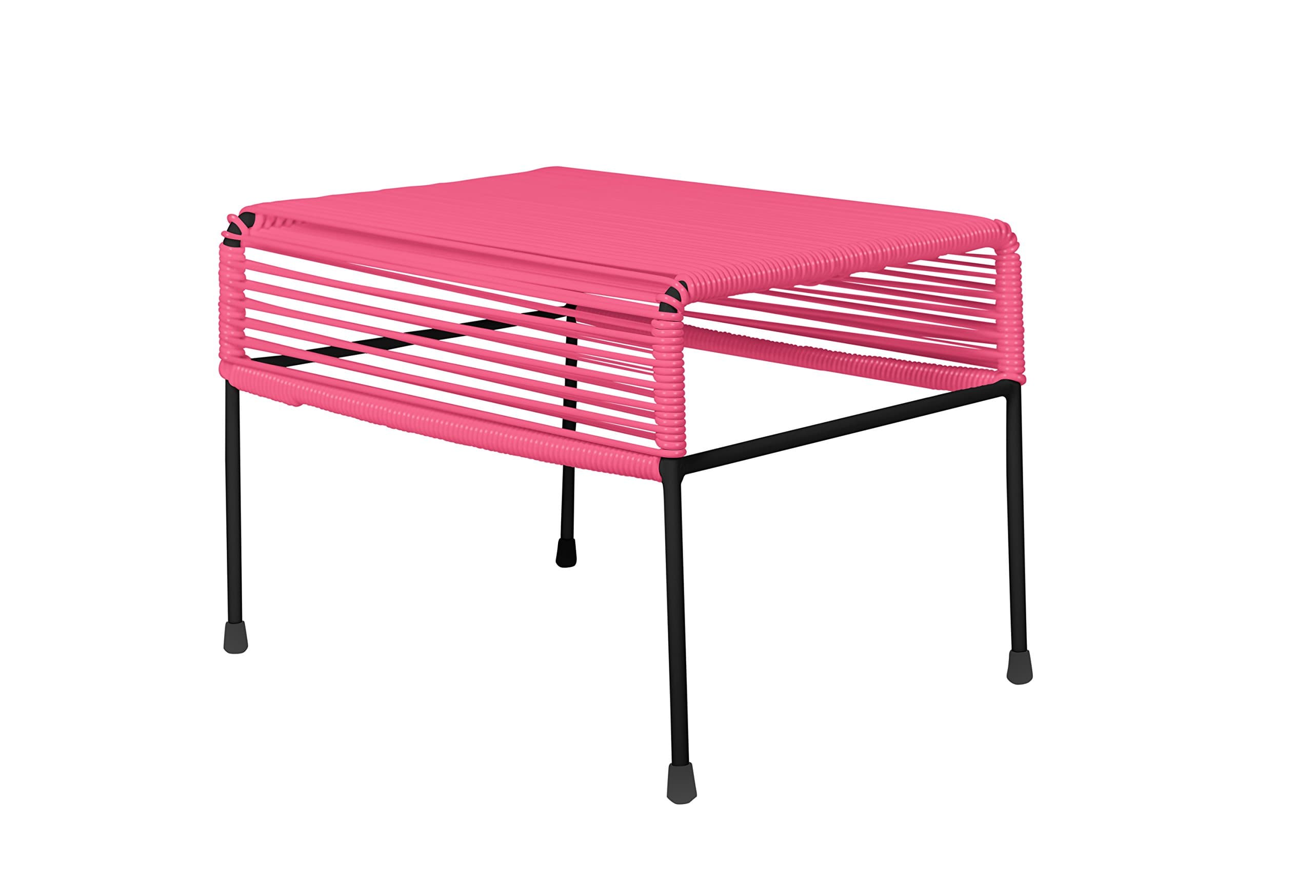 Innit Designs Adam Ottoman, Pink Weave on Black Frame