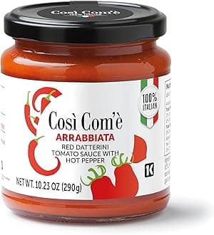 Cosi Come - Spicy Red Datterino Tomato Sauce with Chili Pepper, 10.23 oz, Arrabiata Pasta Sauces, Non Preservative, Non GMO, Product of Italy
