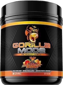 Gorilla Mode Pre Workout - Massive Pumps · Laser Focus · Energy · Power - L-Citrulline, Creatine, L-Tyrosine, Betaine, Hydroprime®, Alpha-GPC, 400mg Caffeine, Huperzine A - 836g (Volcano Burst)