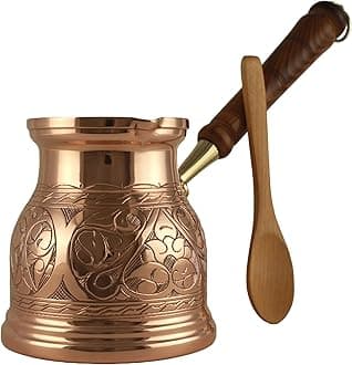 2024 IST Series (XXXLarge) - 1000ml/34 fl.oz, Engraved Copper Turkish Greek Arabic Coffee Pot, Stovetop Coffee Maker, Cezve, Ibrik, Briki, Milk/Butter Warmer, Handcrafted in Turkey (Copper)