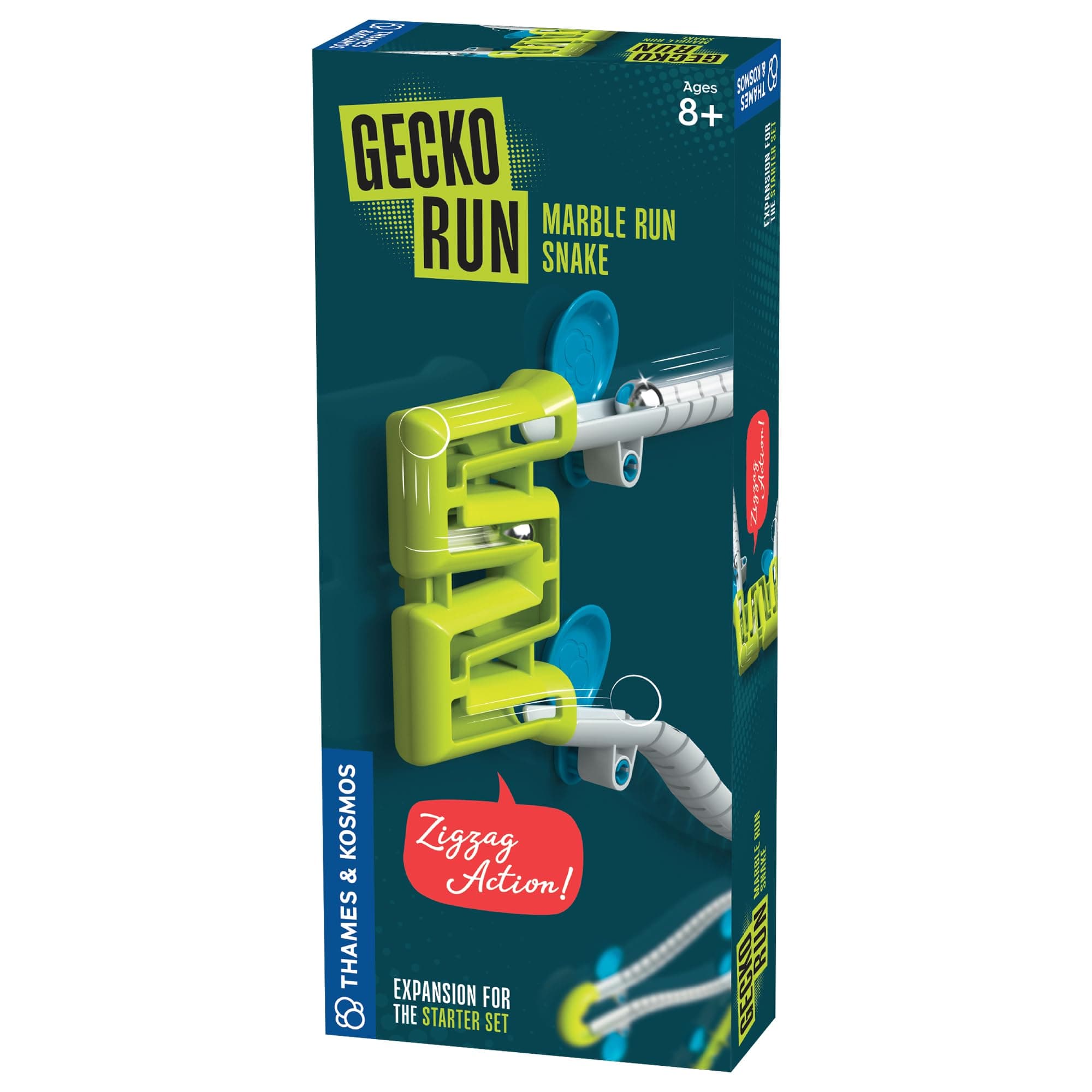 Thames & Kosmos Gecko Run Marble Run Snake Expansion Pack – Extra Zigzag Maze for Vertical Marble Run Starter Set; Fast, No-Mess Setup, Residue-Free Nano-Adhesive Pads for Hours of Creative Play