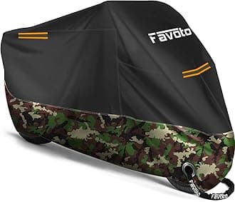 Favoto Updated Version Motorbike Cover 210D Waterproof Motorcycle Cover XXXL Dustproof Heat-Resistant Outdoor Protection 104 x 41 x 50 inch with 2 Windproof Buckles Lock-Holes