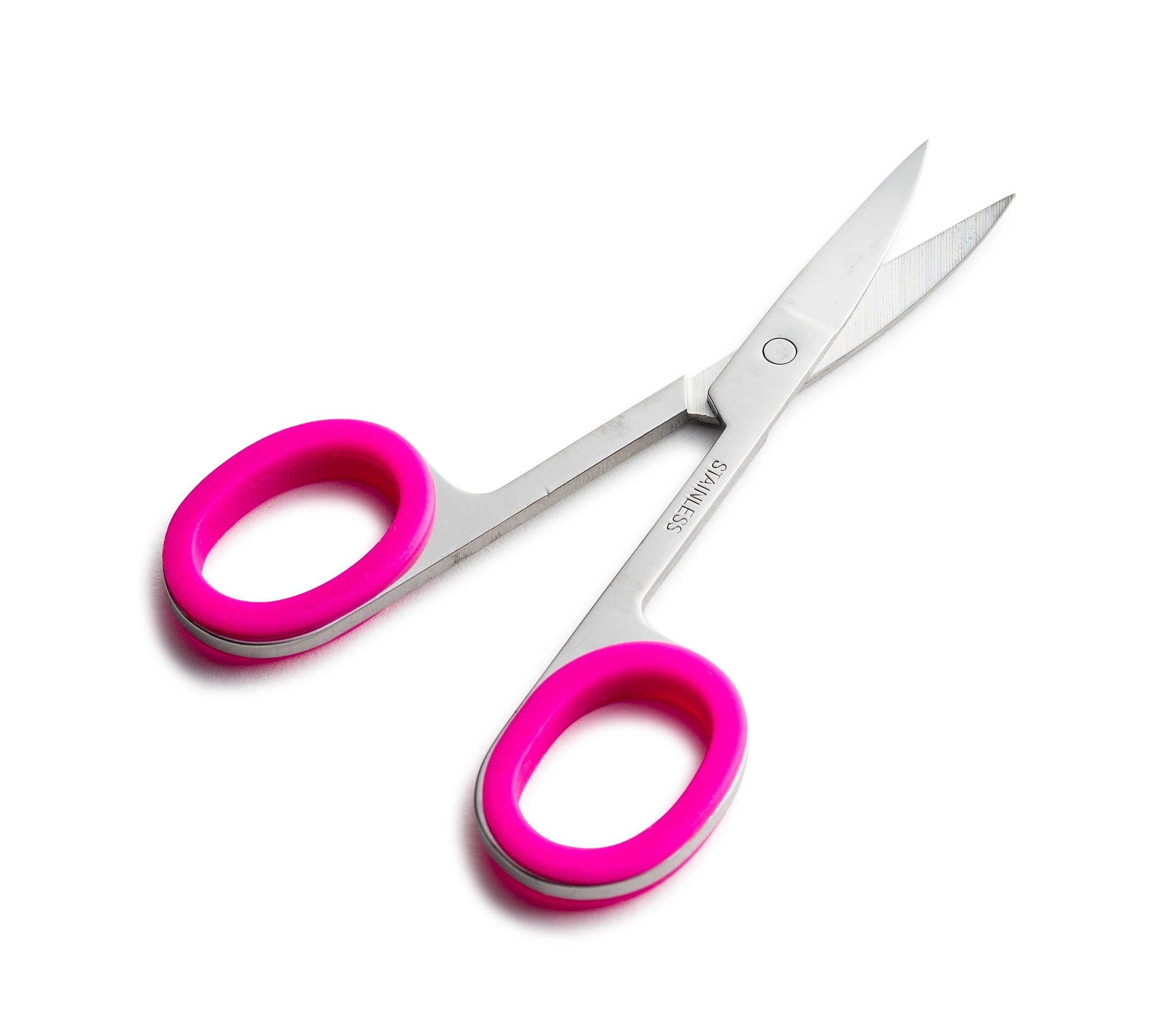 Curved Tip Rubber Grip Nail Scissors (Pink)