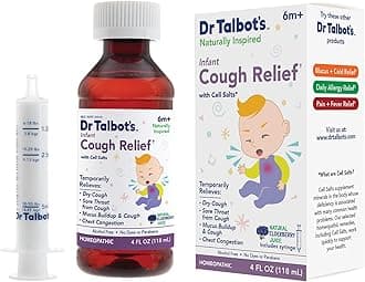 Dr. Talbot's Infant Cough Relief with Cell Salts - 4 fl oz - Naturally Inspired Kids Cough Medicine - Elderberry Juice Flavor - Includes Syringe
