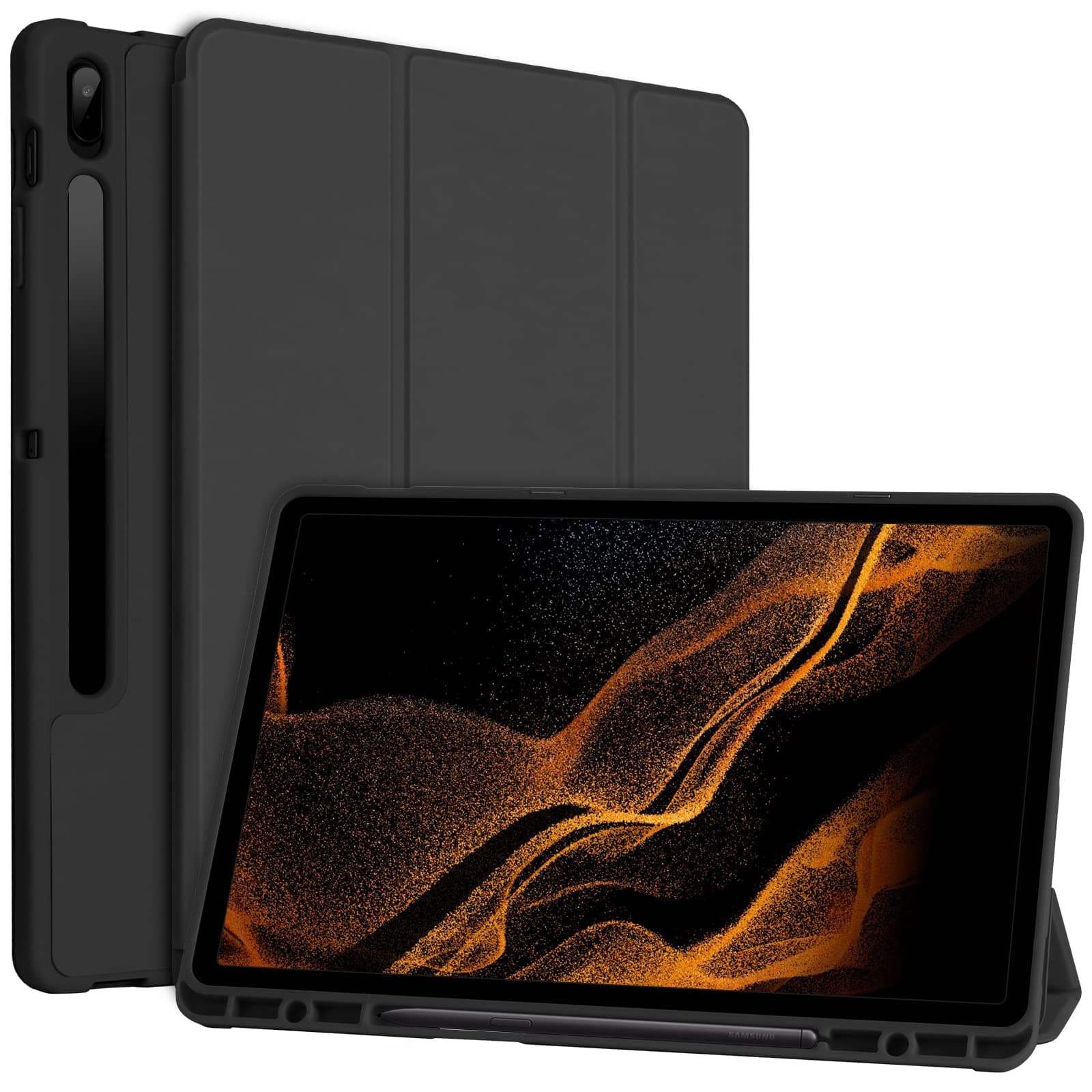 Case for Samsung Galaxy Tab S7 FE/ S8+ Plus / S7+ Plus 12.4 inches, protective case for Galaxy Tab S7 FE 2021/S8+ 2022/Tab S7+ 2020 (12.4 inches), with pen holder and multiple viewing angles