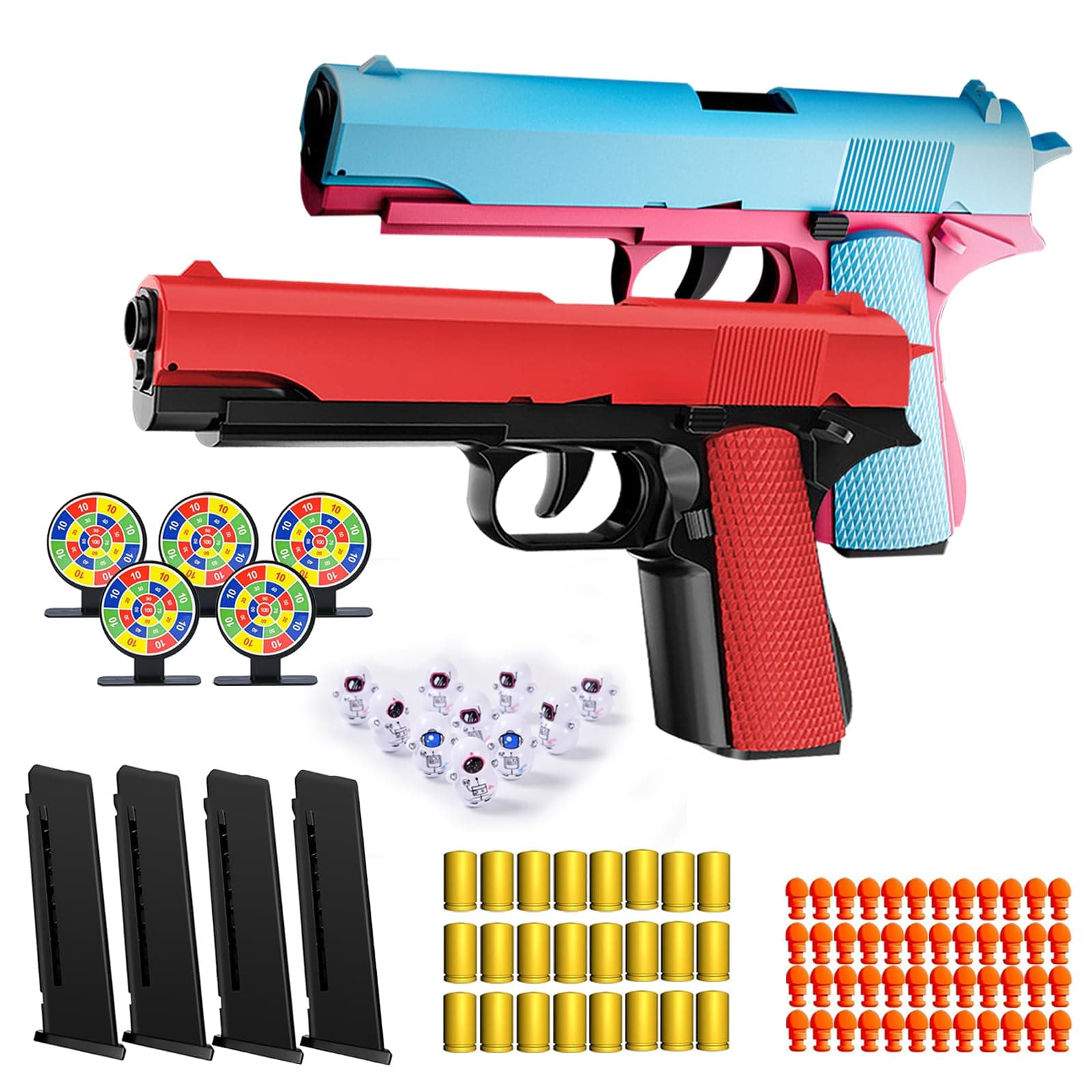 2PCS Soft Bullet Gun Toy - Automatic Pull Back Action Semi-Automatic Handgun with Shell Ejection and Auto Rebound, Gun Toy for Teen Boys, Suitable for 6 7 8 9 10 11 12 Years Old boys And Girls Toys