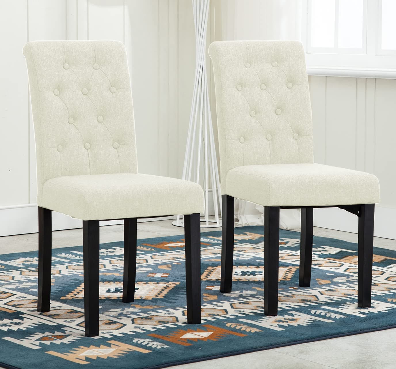 Set of 2 Lined Fabric Dining Chairs