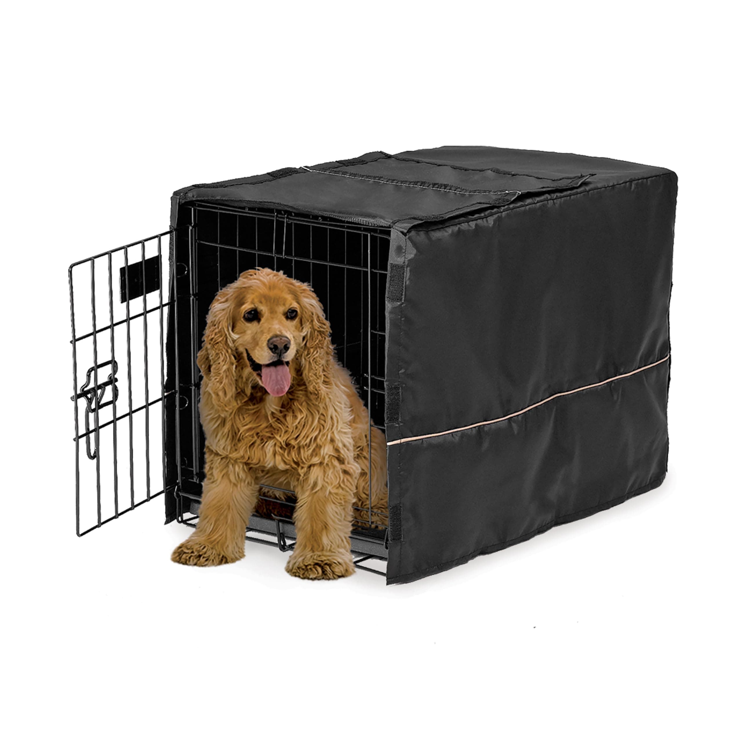 Medium Dog Crate Cover, Black Polyester Privacy Kennel Cover Fits Most 30-inch Crates, Machine Washable, Reduces Barking & Chewing