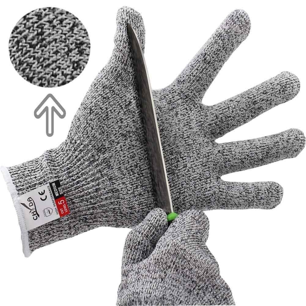 Cut Resistant Gloves - Anti Cutting High Performance Level 5 Protection Food Grade Certified Kitchen and Work Safety Lightweight Breathable Size Medium