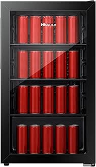 Hisense 122 Liter Chiller Single Door Beverage Cooler, Color Black, With LED Light, Digital Touch Control, Glass Door, Model RBC122N4ASU -1 Years Full & 5 Years Compressor Warranty.