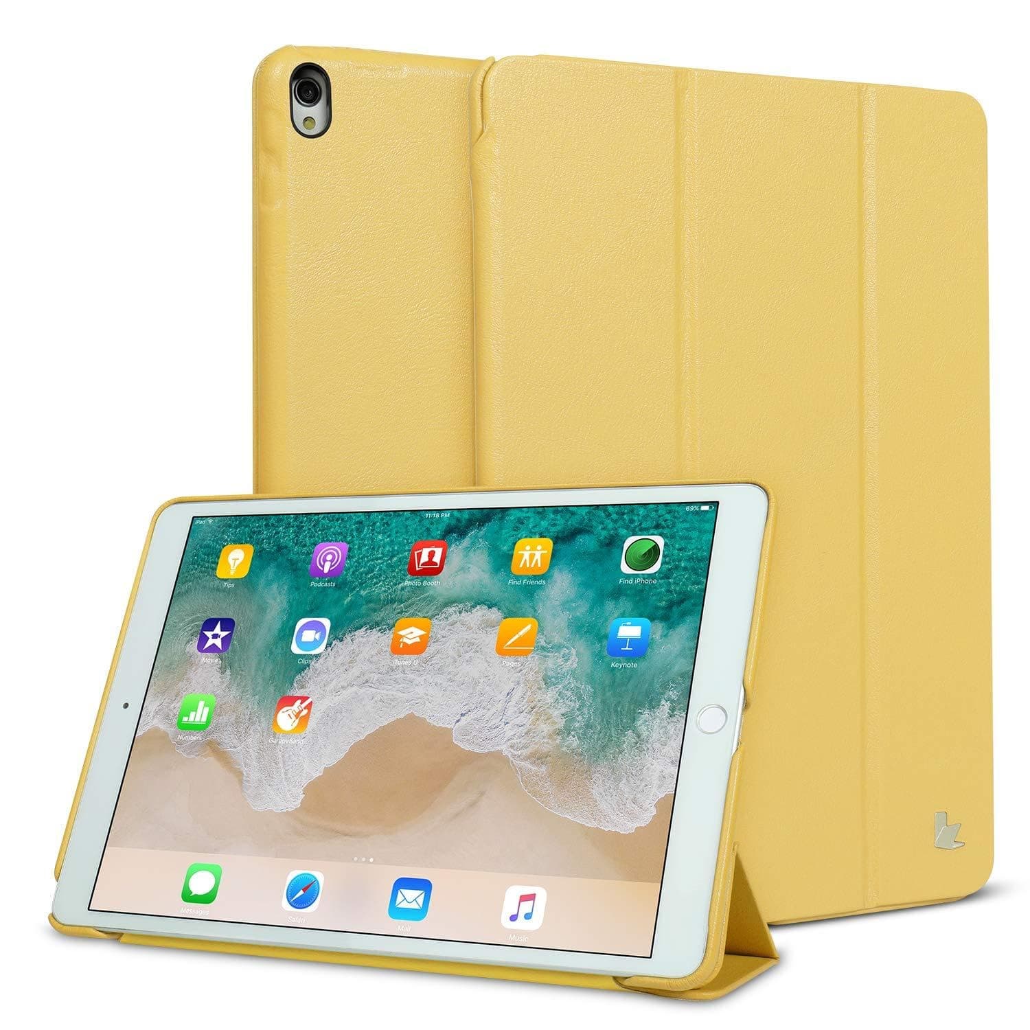 iPad Air 3 10.5" (3rd Gen) 2019 Leather Case, Slim Folding Ultra Lightweight Standing Cover for iPad Pro 10.5" 2017 with Auto Wake/Sleep Multiple Viewing Angles(Yellow)
