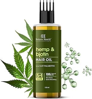 Hemp & Biotin Hair Oil for Hair Growth & Strength with Saw Palmetto – 150ml, Non-Sticky & Fast-Absorbing – 100% Natural Oils for Healthy Scalp & Hair – with Hair Oil Applicator