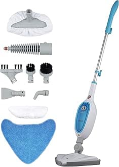 – USM13 10-in-1 Multifunction Upright Steam Cleaner Mop | Kills 99.9% of Bacteria | Steamer For Cleaning Hard Floors, Carpets, Bathroom, Kitchen, Windows, Garments & Upholstery | 6m Power Cord