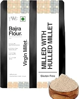 TWF Stone Ground Bajra Flour | 1 Kg | Bajri Atta | Not Pulverized | Hulled | Hand Pounded | Pearl Millet Atta | Naturally Gluten-Free | 100% Virgin Grains