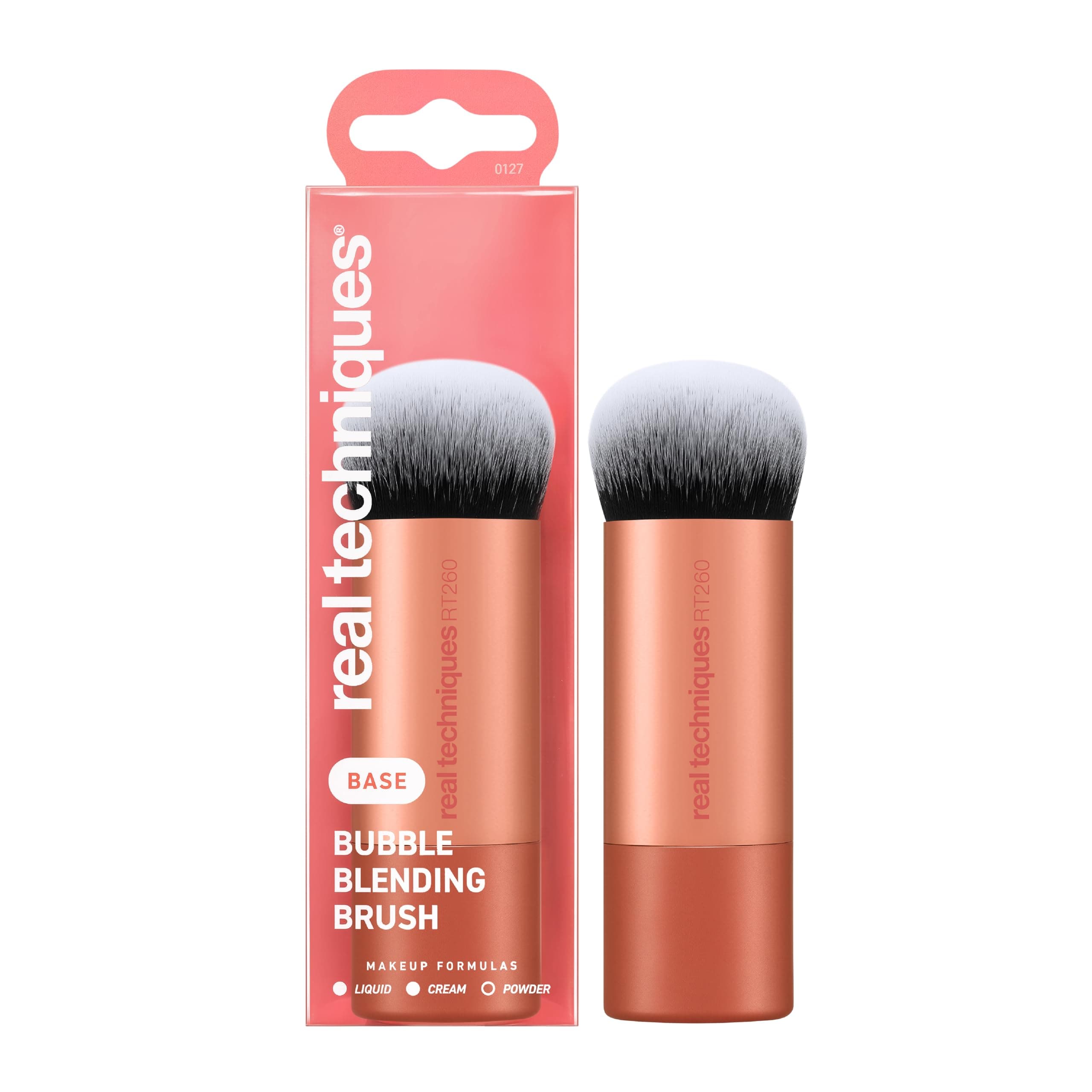Real Techniques Bubble Blending Makeup Brush, Multipurpose Foundation Brush For Liquid, Cream, & Powder Products, Unique Round Brush Head, Synthetic Bristles, Vegan & Cruelty Free, 1 Count