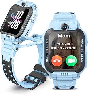 Kids Watch Phone Z7 [4G Cellular + GPS + Health], 4G Smartwatch, HD Video & Voice Call, GPS Enabled with 14 Days Historical Track, Kids Emotion Detector, HeartRate, Body Temp., SPO2 (Blue)