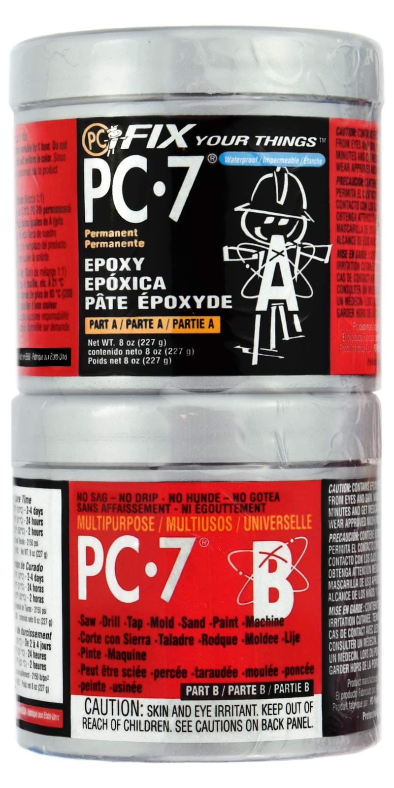 PC Products PC-7 Two-Part Heavy Duty Multipurpose Epoxy Adhesive Paste, Charcoal Gray