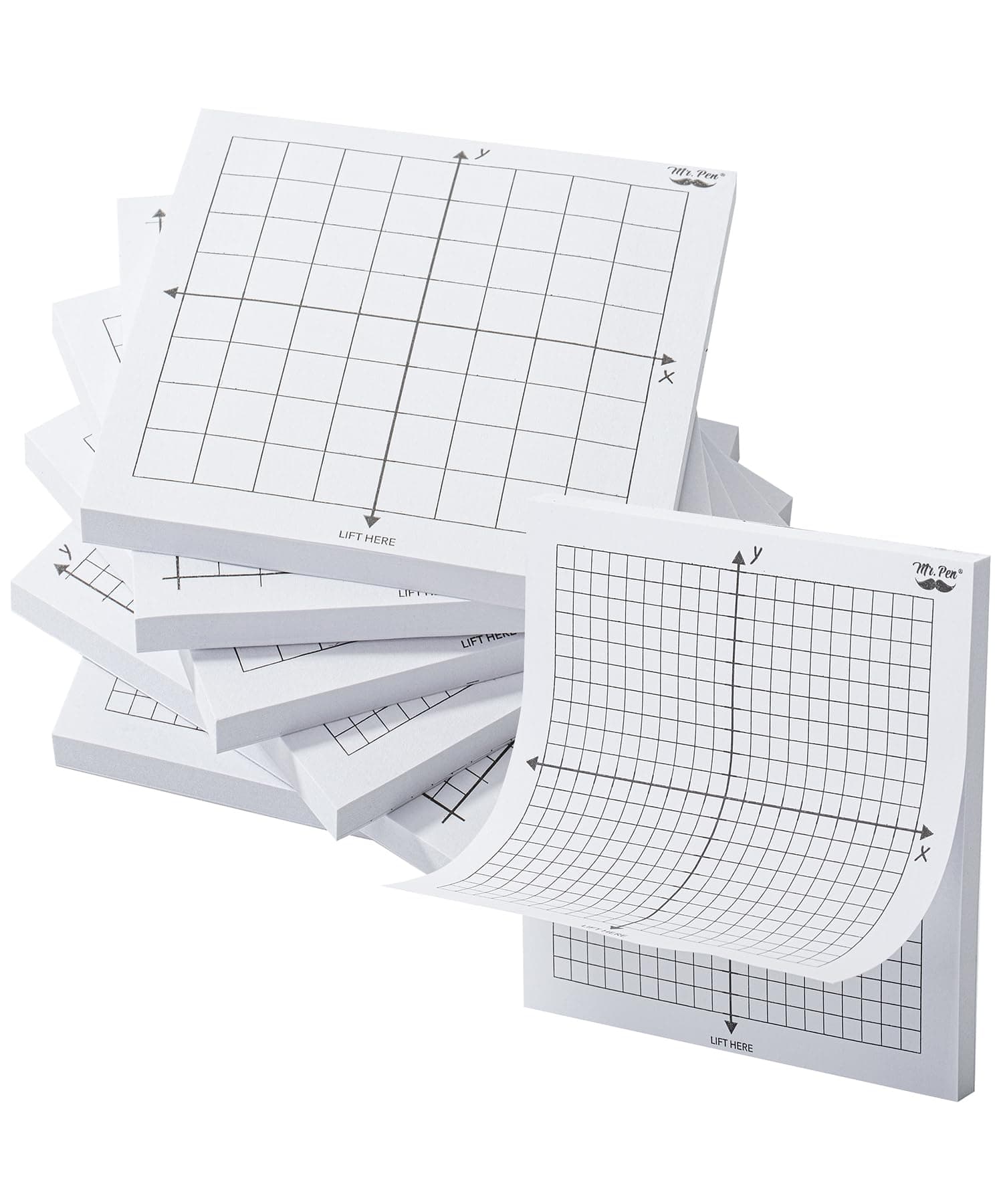 Graph Paper Sticky Notes, 6 Pads, 3x3 Inch, Math Graph Paper, 50 Sheets Each, Grid Sticky Notes