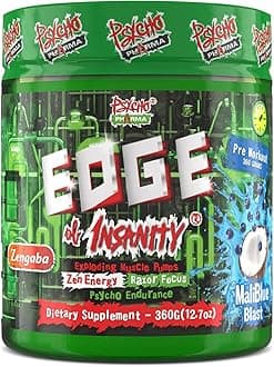 New Perfect Powders with Zengaba Energy Feel Good Focus Edge of Insanity - Most Intense Workout Powder for Focus, Strength & Energy (MaliBlue Blast)