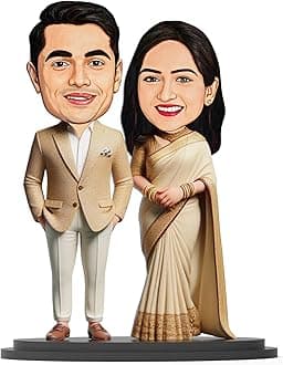 Plastic Avatar Studio Personalized Gift for Husband Wife Character Tabletop Caricature Rectangular Photo Frame Unique Design Gift (Wedding Couple - 2) (Multicolor 10 Inches)