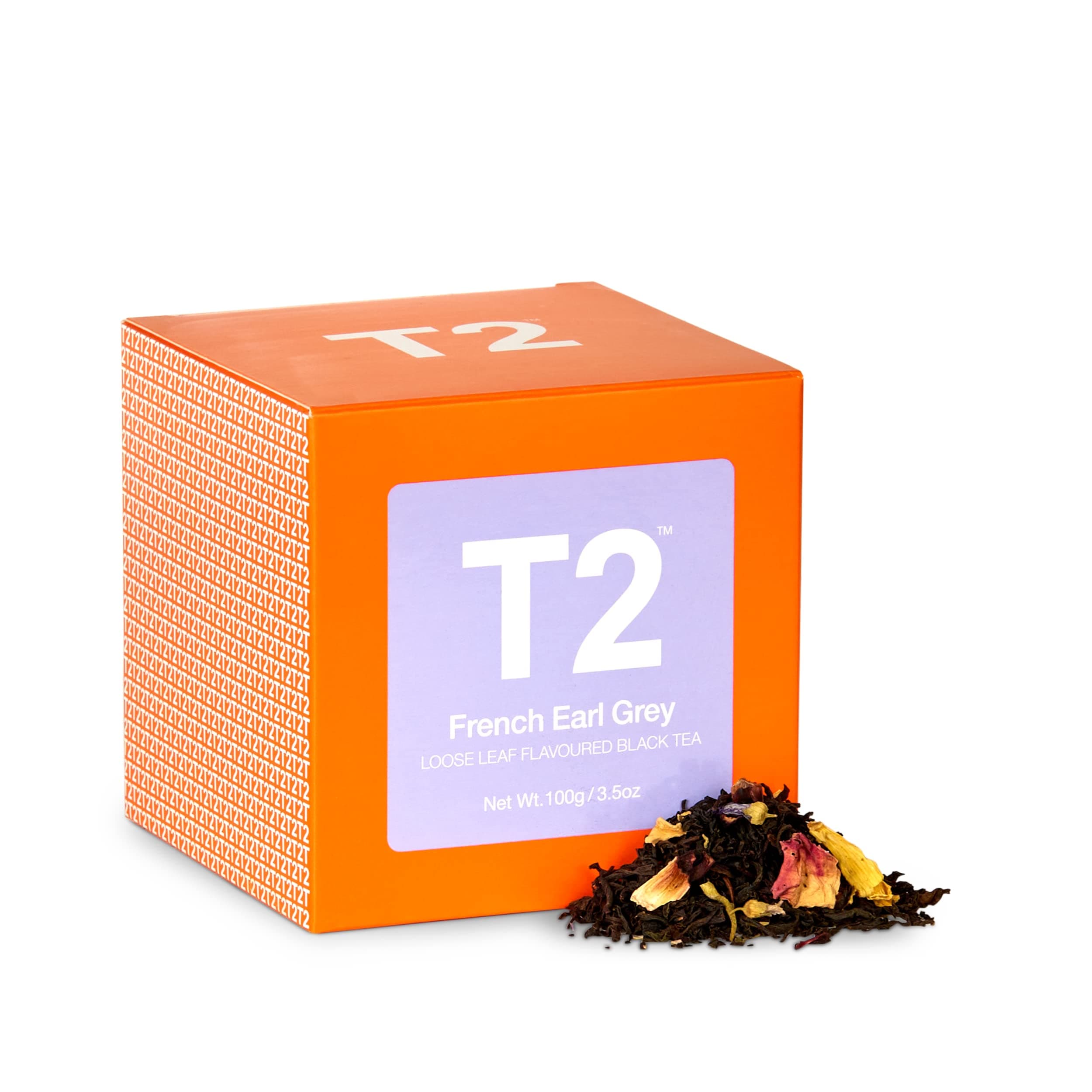 T2 Loose Leaf Black Tea in Box Fine Black Tea With Bergamot Petals 3.5 T125AE018, French and Earl Grey, 3.5274 Ounce