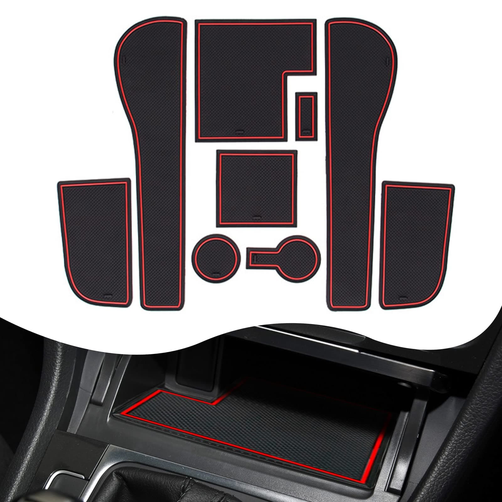 YEE PINYEE PIN for Golf 7 7.5 GTI Variant R GTD GTE 2014-2019 Rubber Mats Interior Non-Slip Mats for Centre Console Storage Box Car Parts Interior Equipment Only Right Side Rudder