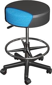 Luxton Ergonomic Rolling Stool -Double Padding and Memory Foam Adjustable Medical Spa Stool, Desk Stool Chair with Swivel Rolling Chair, Black with Wheels, Easy Set up