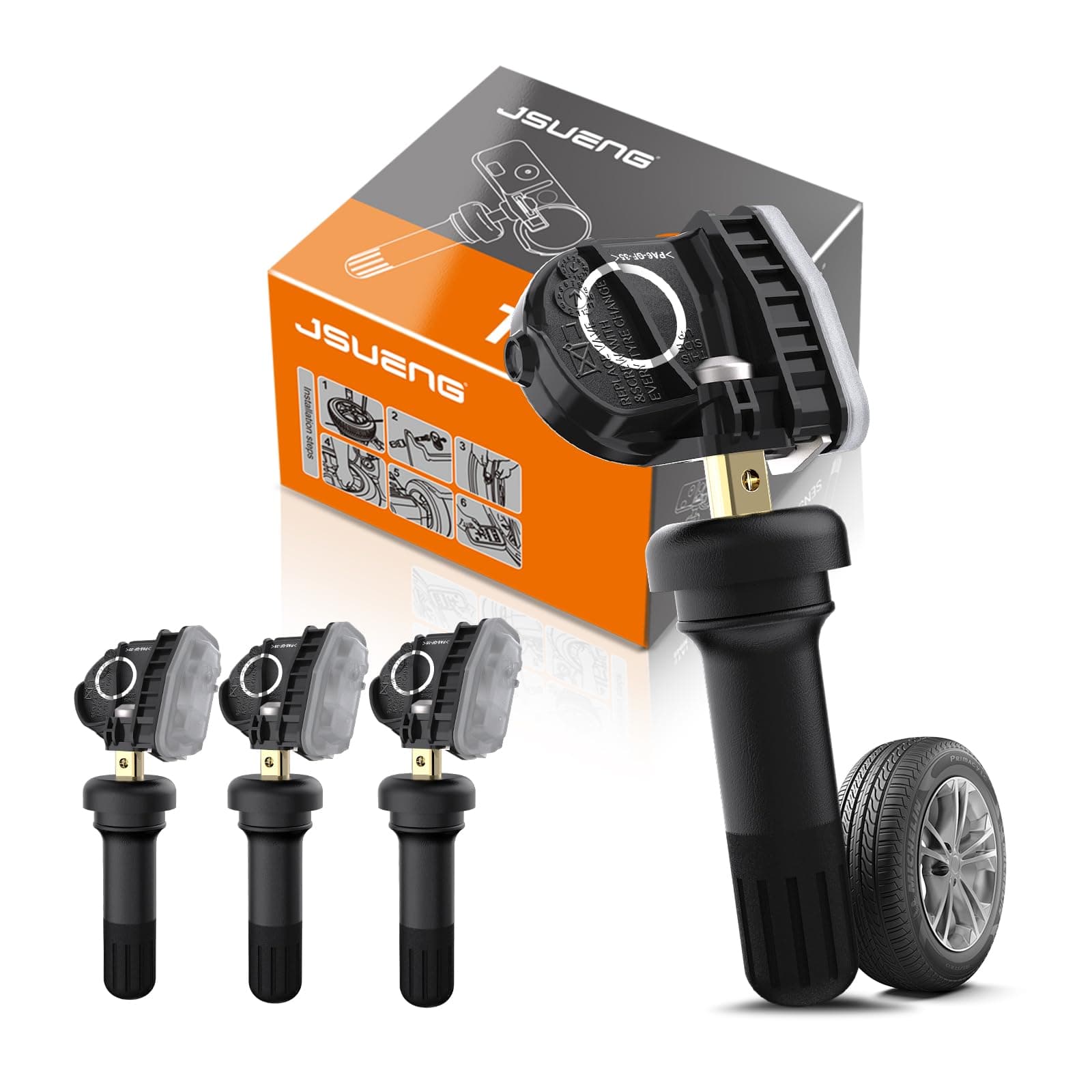 Jsueng TPMS Sensor Ford, 4 Pack Tire Pressure Monitoring System Sensor fit for Ford F150 F250 Flex Fusion Mustang, Lincoln MKX MKZ MKS MKT, 315Mhz Replaces F2GZ1A189A FR3Z1A189A GL3T1A180GB