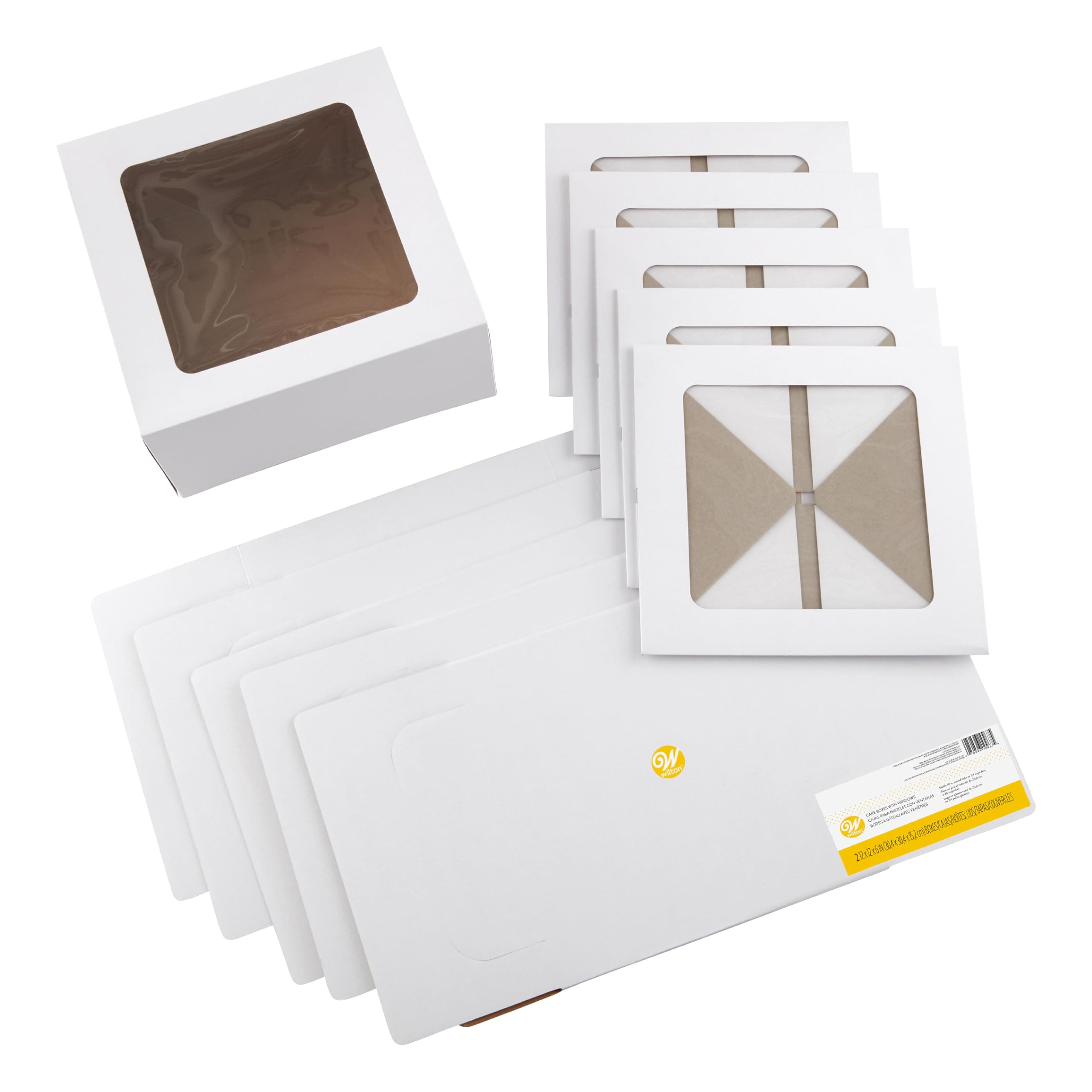 Wilton 12-Inch Cake Boxes with Windows for 10-Inch Cakes, White, Sturdy Cardboard, 6-Count