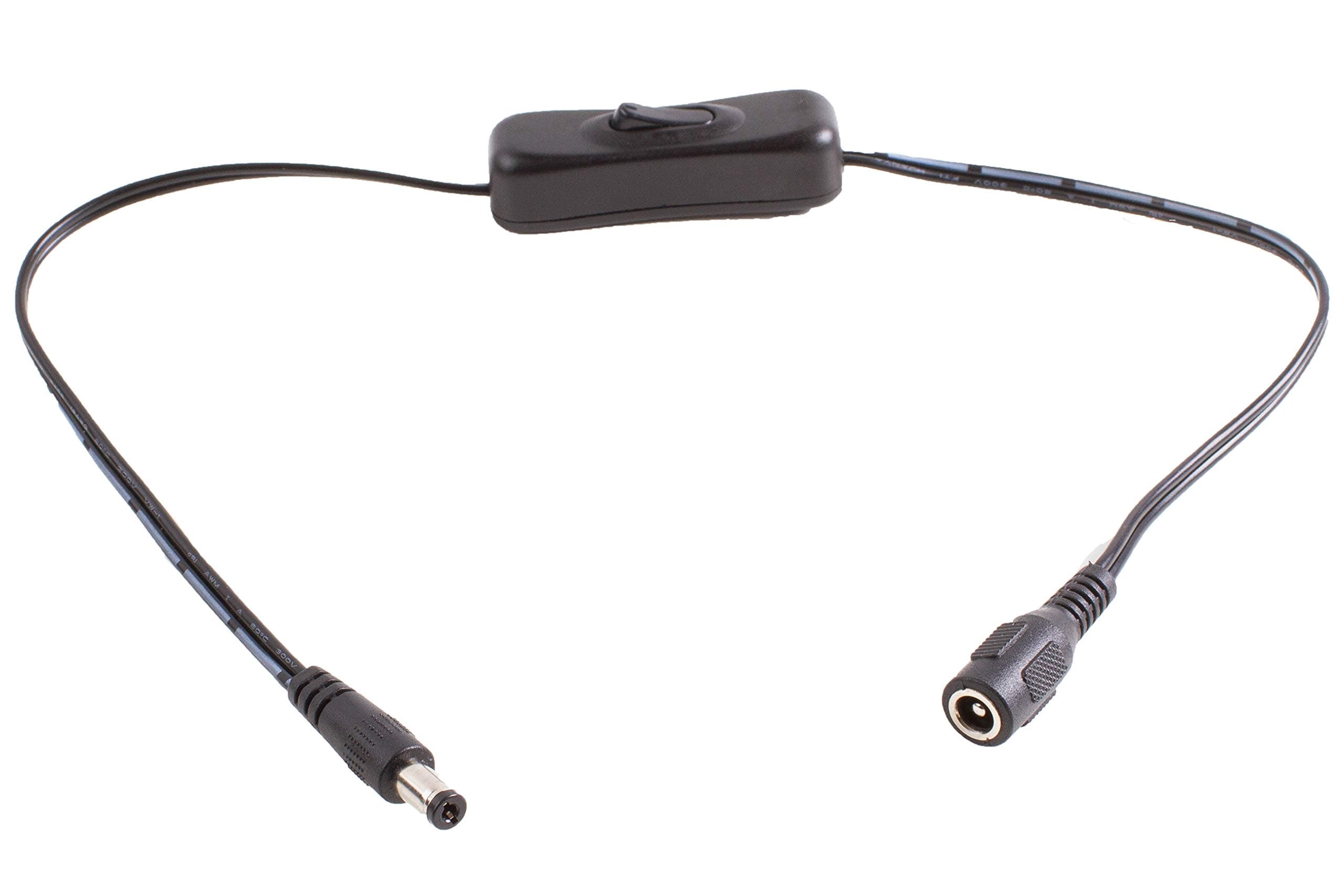 DC Plug Power Adapter Extension Cable 5.5MM X 2.1MM Plug, 16 AWG Heavy Duty Cable for 5v 12v 24v LED Strip Light, Home Security Camera Surveillance System (20" Inline on/Off Toggle Switch)